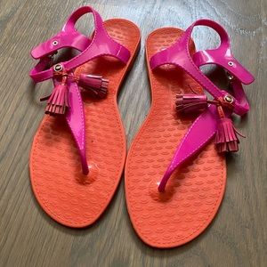 Juicy Couture Jelly Sandal Flats in pink and orange sz 8